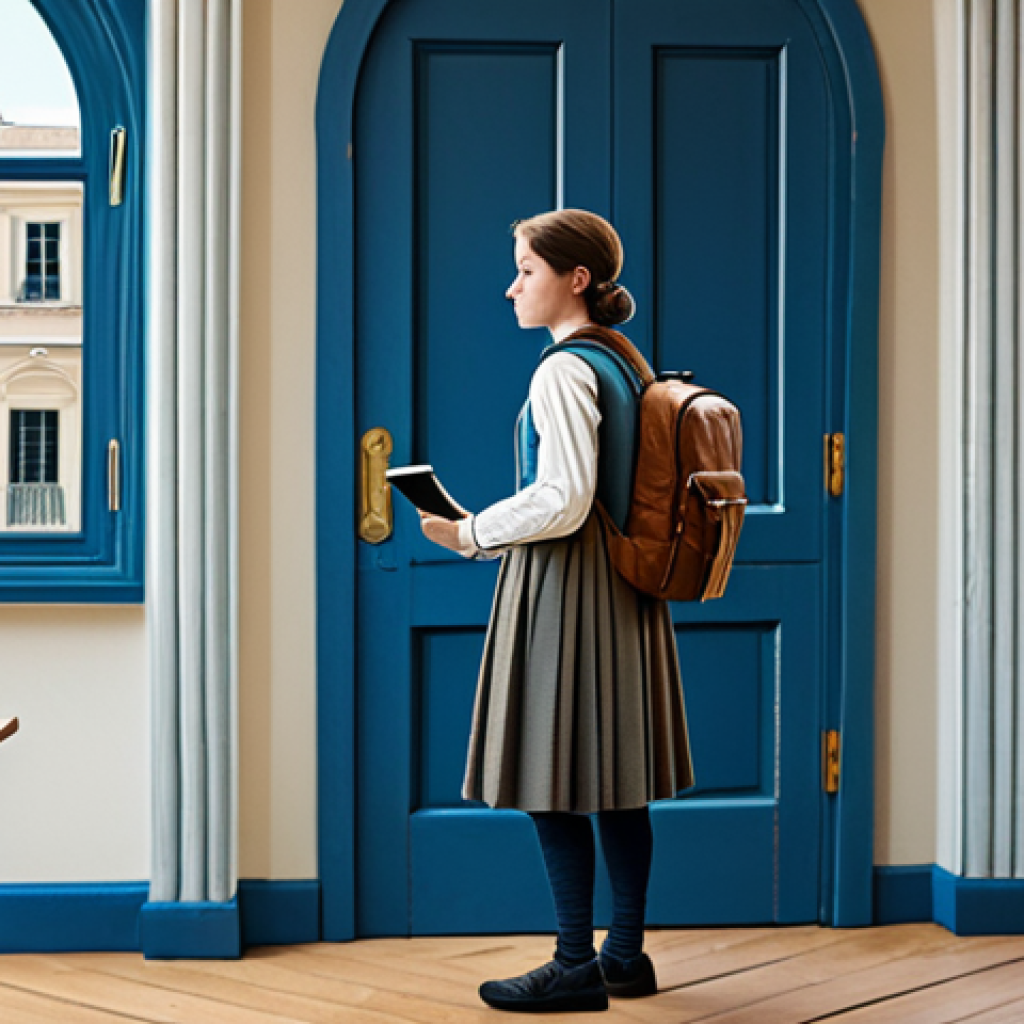 The Time Traveler**
"A young, fully clothed student, wearing modest clothing, with a backpack standing in front of a portal. The portal shows a scene from 1789 Paris during the French Revolution. The student looks curious and slightly apprehensive. Background: A modern classroom setting. Safe for work, appropriate content, professional illustration, perfect anatomy, correct proportions, natural pose, well-formed hands, proper finger count, natural body proportions."
**