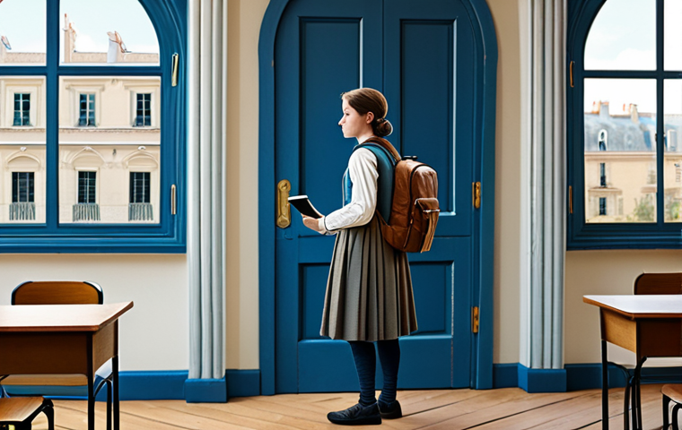 The Time Traveler**
"A young, fully clothed student, wearing modest clothing, with a backpack standing in front of a portal. The portal shows a scene from 1789 Paris during the French Revolution. The student looks curious and slightly apprehensive. Background: A modern classroom setting. Safe for work, appropriate content, professional illustration, perfect anatomy, correct proportions, natural pose, well-formed hands, proper finger count, natural body proportions."
**