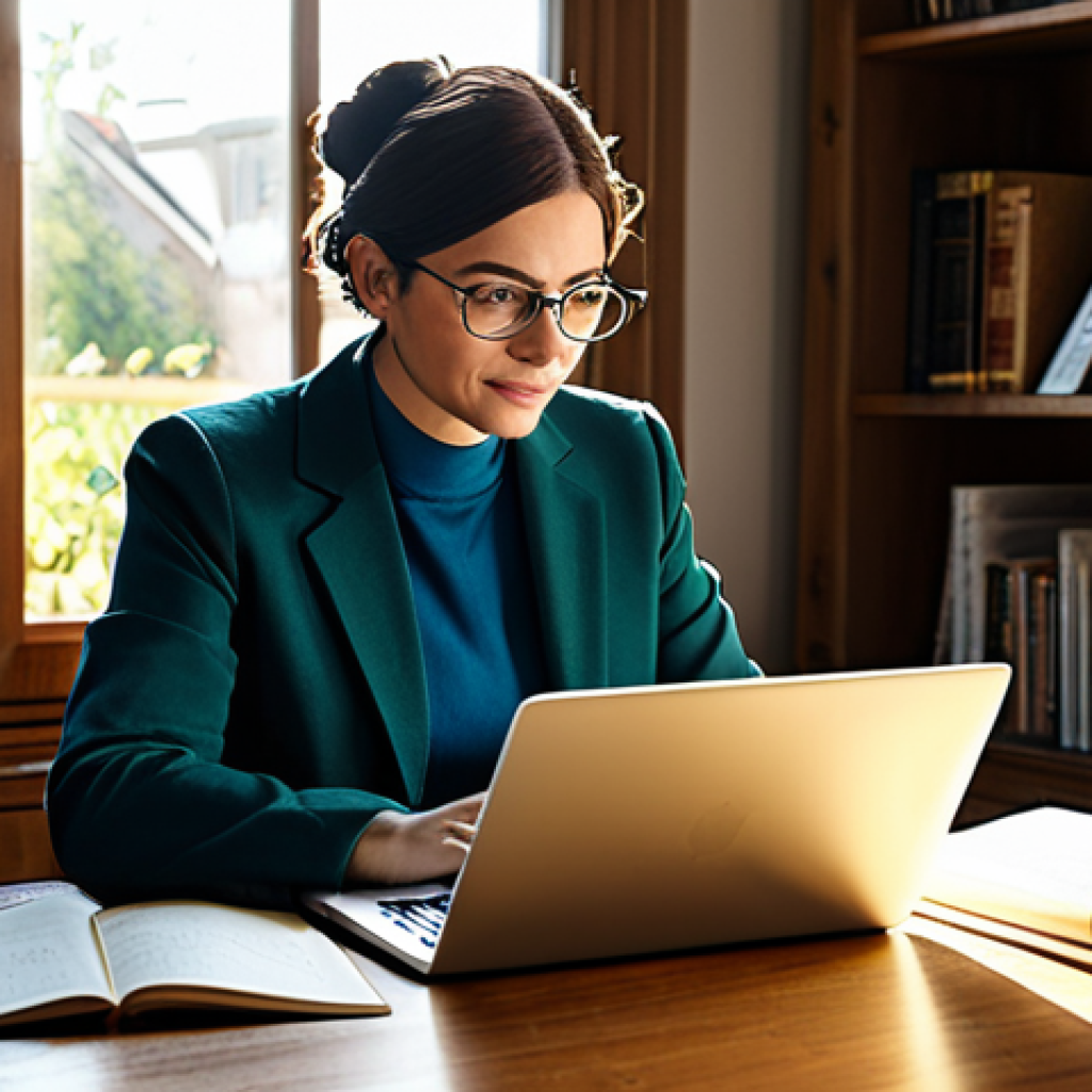 **
A professional writer, fully clothed in modest attire, sitting at a wooden desk in a sunlit home office, working on a laptop, surrounded by books and notes. Safe for work, appropriate content, perfect anatomy, natural proportions, professional setting, family-friendly.
**