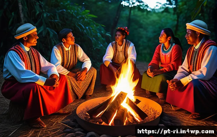 스토리텔링의 문화적 배경 - A vibrant and detailed scene of a diverse group of Latin American storytellers gathered around a cam...